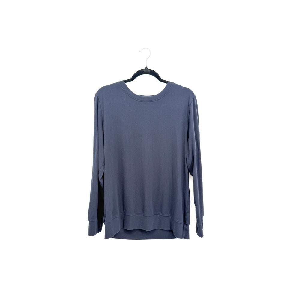 Senserise Sweatshirt Women L Navy Blue Crewneck Pullover Long Sleeve Ribbed Trim